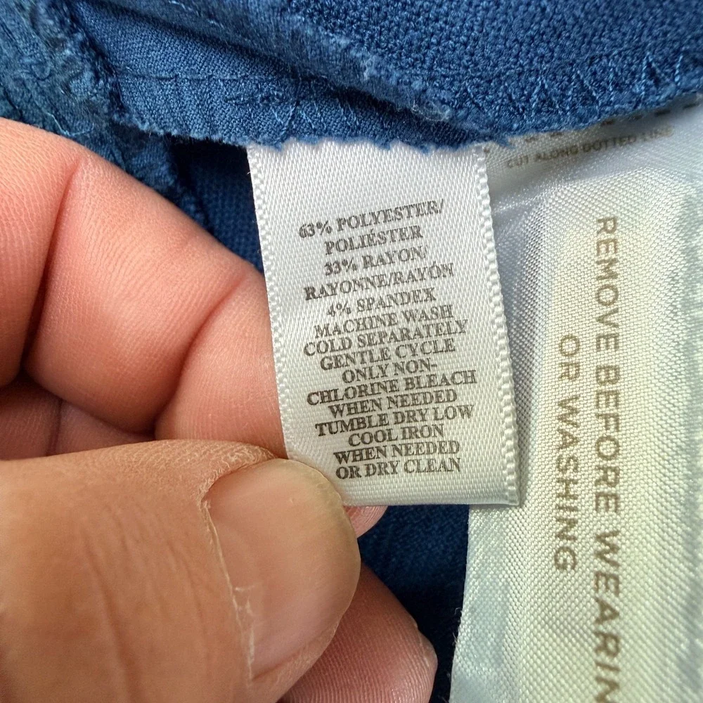 Ann Taylor LOFT Mini A Line‎ Skirt Womens 2 Blue Stretch Ruffle Detail Casual - Picture 4 of 9